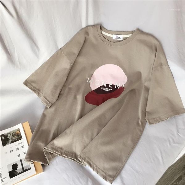 

letter patchwork circle printed khaki t shirt women short sleeve fashion tee shirt 1, White
