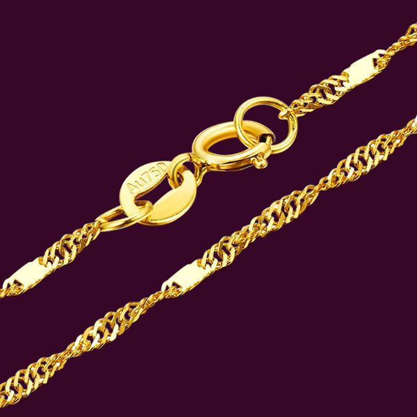 

authentic 18k yellow gold necklace 1.0mm singapore link chain 17.5 inch l y19052301, Silver