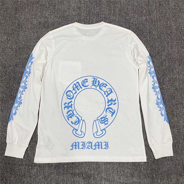 

chao brand ch crosin sanskrit sweater men's and women's autumn and winter cotton loose casual pullover long sleeve bottomed t-shir, White