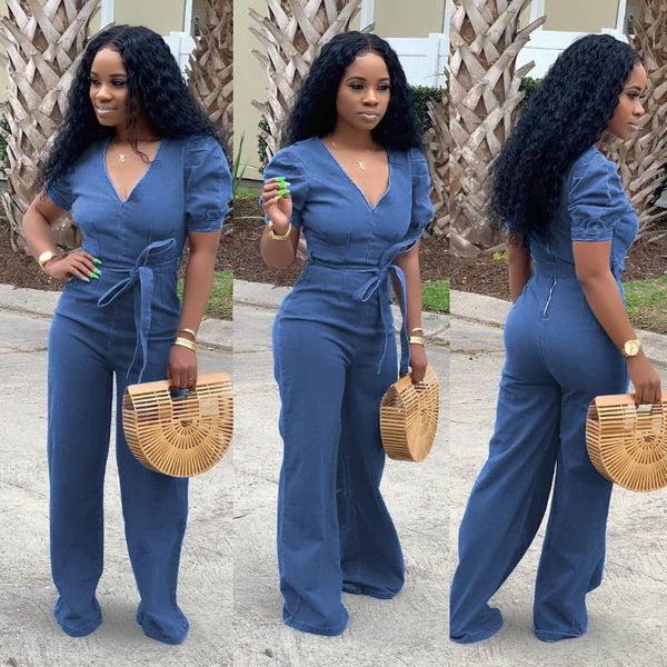 

fashion casual woman jumpsuit romper 2020 elegant solid v neck women overalls short sleeve women outerwear, Black;white