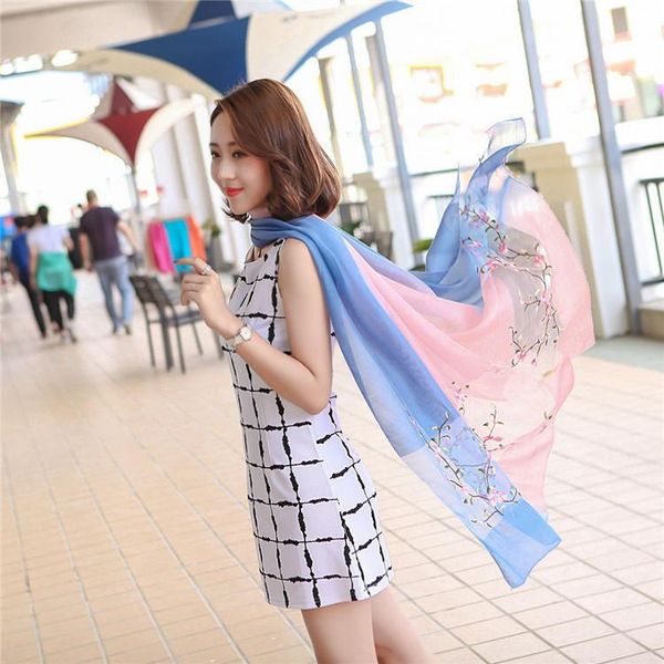 

j1133 2021new silk scarf with super texture, silk fabrics with soft texture, strong sag, and flower design at will, Blue;gray