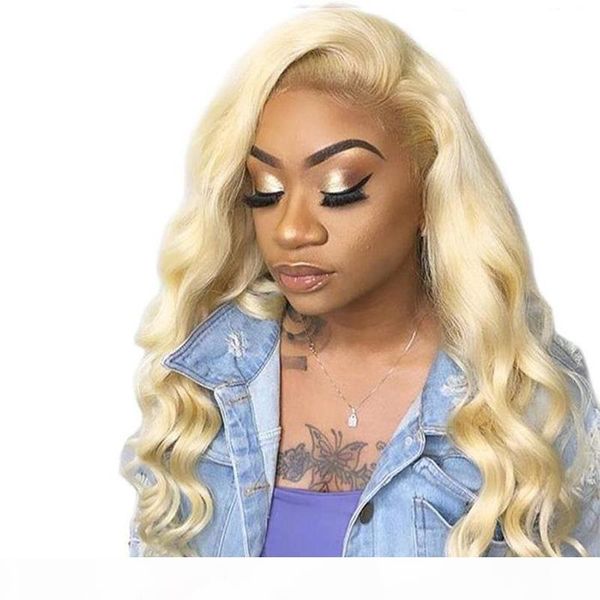 

#613 blonde full lace human hair wigs with baby hair body wave indian virgin hair lace front wigs pre plucked natural hairline, Black;brown