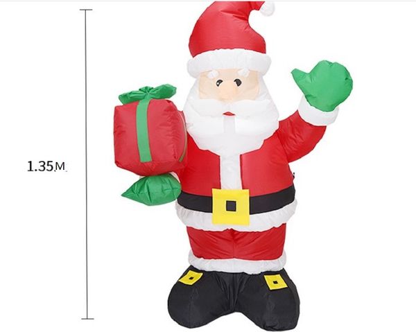 

2021 1.35m high new 1.35m inflatable santa gift bag for the elderly decoration garden party christmas decorations santa claus infla