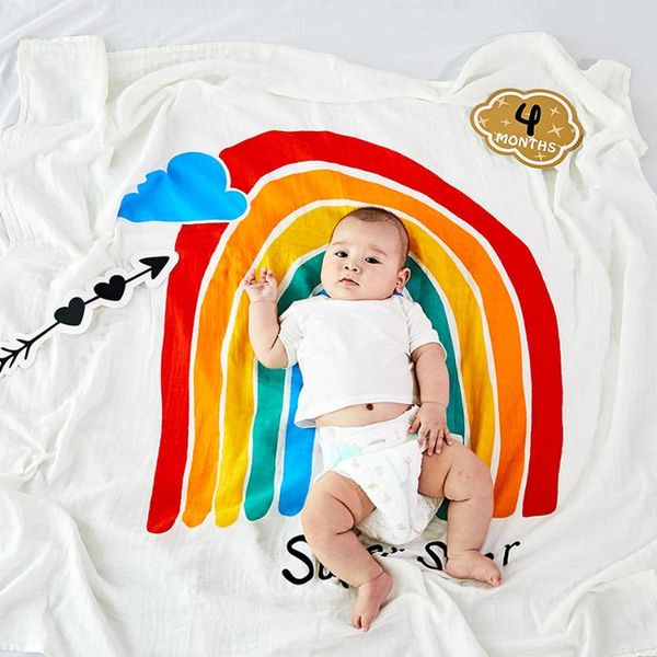 

happy flute multifunctional 100% cotton diy baby pgraphy props blanket double layerse newborn cartoon baby swaddle blanket