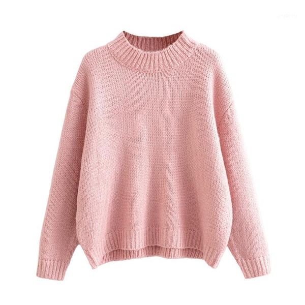 

women's new round neck long sleeve mixed fabric rib trim layer knitwear loose knitwear sweater in early spring 20201, White;black