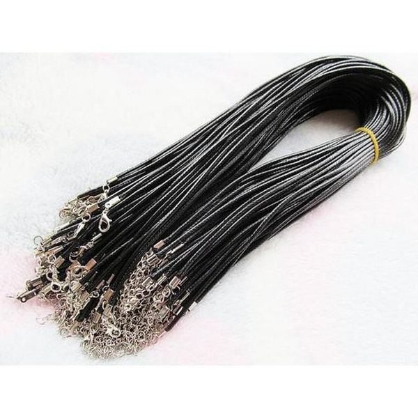 

black wax leather snake necklace beading cord string rope wire 45cm extender chain with lobster clasp diy sqcjbk beauty888, White;red