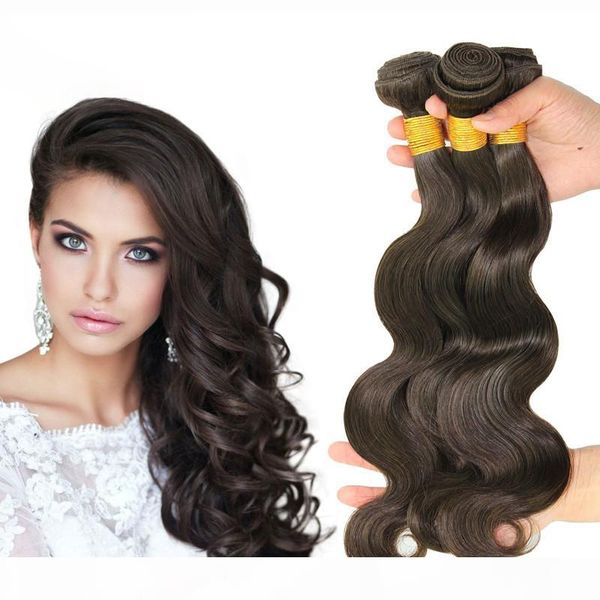 

wholesale 2# dark brown brazilian hair body weaves 7a great quality human hair extensions peruvian malaysian indian human hair weft, Black