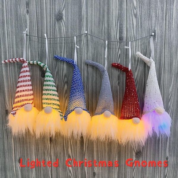 

colors lighted christmas gnomes 6 with built-in battery cloth sweidsh christmas santa gnomes elf home decorations tree hanging ornaments