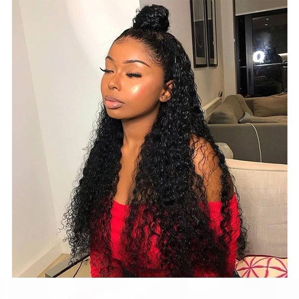 

kinky curly wigs 100% human hair vrigin wigs with baby hair lace front and full lace wigs for black women long curly wig, Black;brown