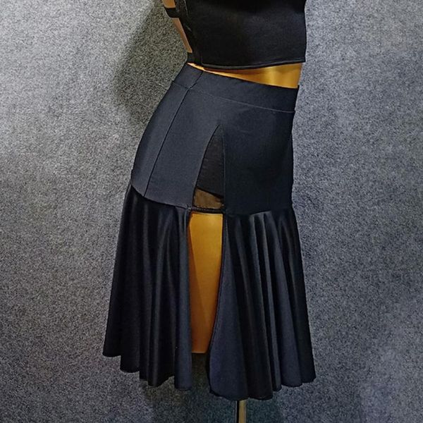 

2020 new latin dance dress women wrinkle latin dance skirt for ballroom samba tango chacha belly dancing performamnce w347b, Black;red