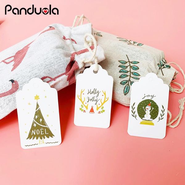 

gift wrap 50pcs santa claus paper tags with string diy craft cards label christmas decoration hanging ornaments for home party favor