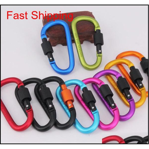 

aluminum carabiners camping outdoor aluminum alloy d screw lock carabiner clip hook camping keychain screwgate screw locking thickened w29z