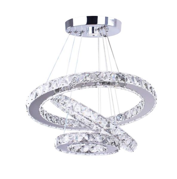 Grande 5 Anéis Led Rodada candelabro de cristal luxo luz espiral luminária Modern Chandelier luminárias Stair Hotel Lamp