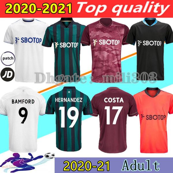 

20 21 leeds united soccer jerseys 2020 2021 costa alioski centenary phillips bamford clarke home away men third goalkeeper football shirt, Black;yellow