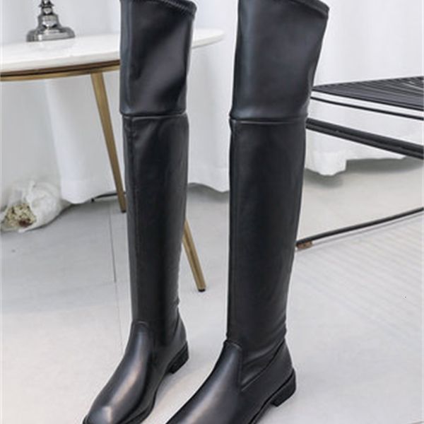 

new fashionable 2021 high thigh women's boots autumn winter thin elastic on knee fashion shoes vum8, Black