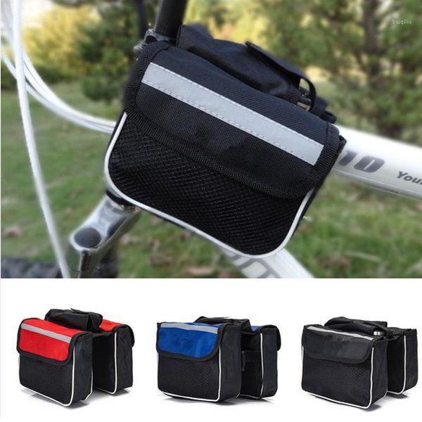 

bicycle bag bike cycling front frame tube handlebar pannier double pouch phone bag polyester bolsa bicicleta for cell phone1