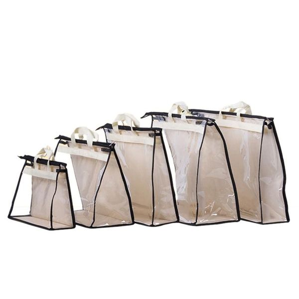 

5pcs non-woven fabric dust bag for handbag transparent travel hanging toiletry storage pouch wardrobe closet dust cover for wome