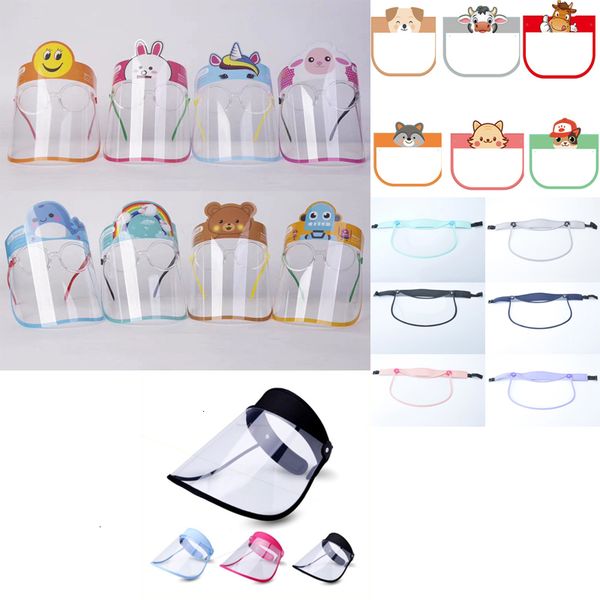 

kids face party mask anti splash mask full kids chindren face sheild dust saliva transparent hood head-mounted removable cap fy8109