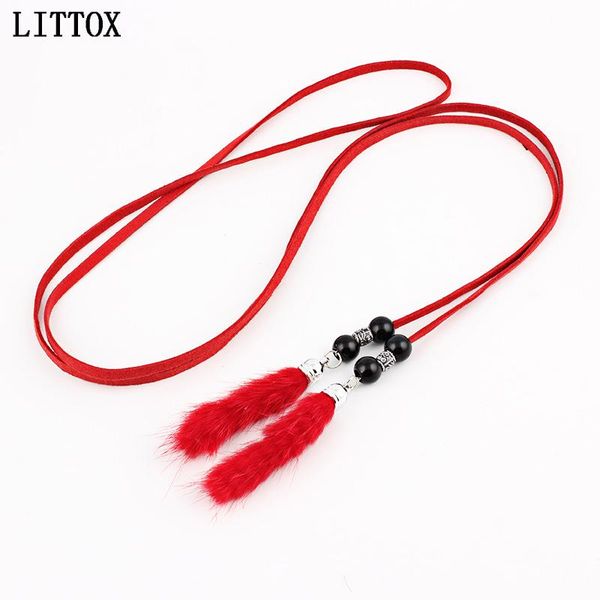 

new design hand-knit long leather designer braid waist belt with tassel party belts & cummerbunds for women hair, Black;brown