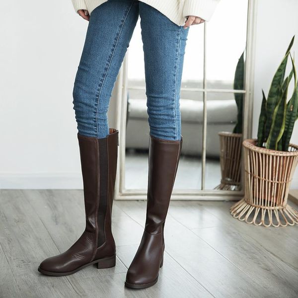 

women winter boots genuine leather long flat boot woman zipper black boots 2020 for women