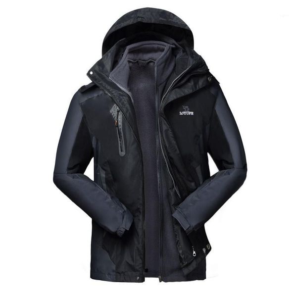 

autumn and winter new style outdoor raincoat jacket three-in-one couple's cotton-padded clothes wind-resistant water resistant1, Black