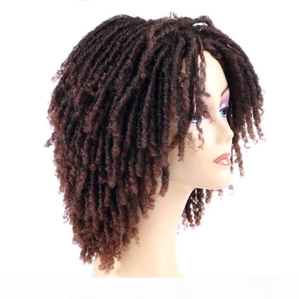 

6 inches dreadlocks synthetic wigs black to brown 99j for black women twist hair short curly hair wig 190g pc
