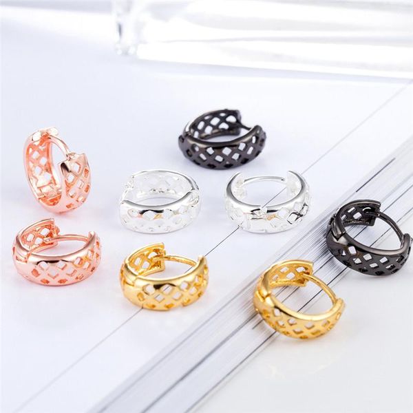 

simple female hollow square hoop earrings rose gold silver color wedding earrings vintage party bride small for women, Golden;silver