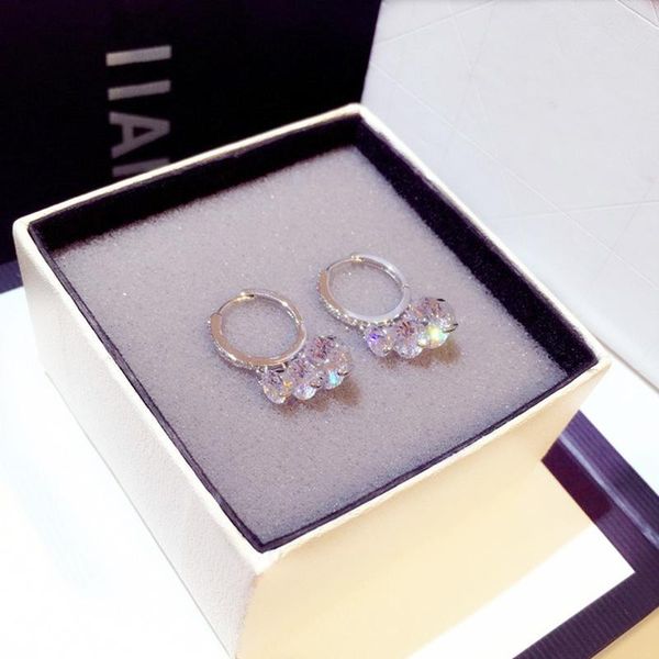 

korean trendy bling big zircon women earrings minimalist temperament iced out cz eardrop wedding engagement brincos bijoux, Silver