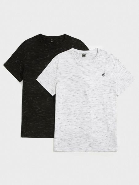 

men 2 pack elk embroidered tee r68c#, White;black