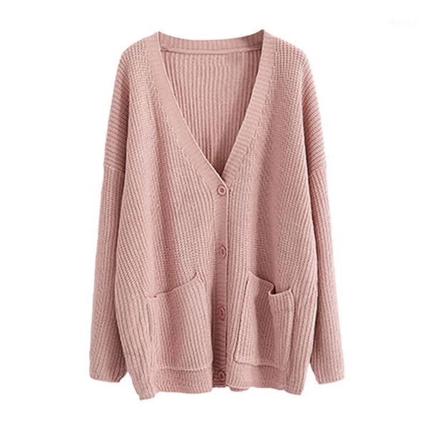 

droppshiping newly for 2020 fashion autumn women open front long sleeve knit sweater lazy loose solid color coat j551, Black;brown