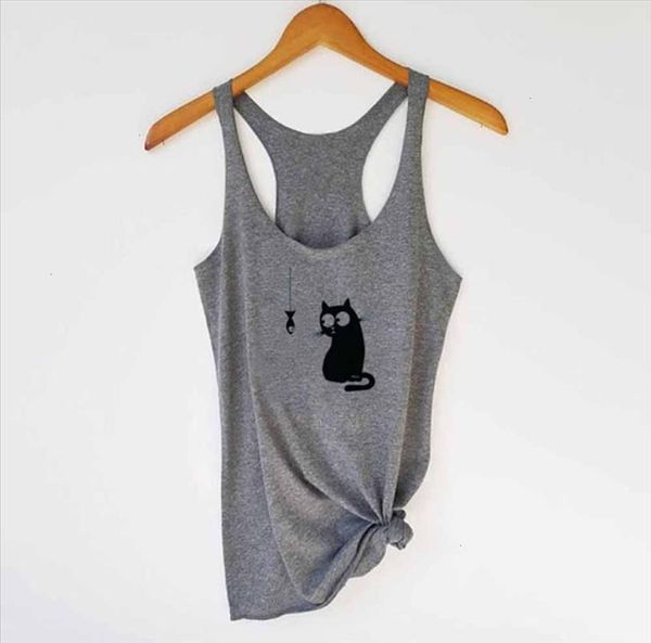 

2021 for women summer fashion women fashion cat print casual tank sleeveless girl o neck shirt vestidos mujer verano, White