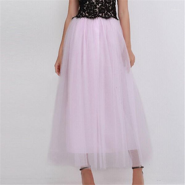 

long tulle skirt women 2019 spring summer solid korean elegant high waist multi-layers a-line pleated school midi skirt female1, Black