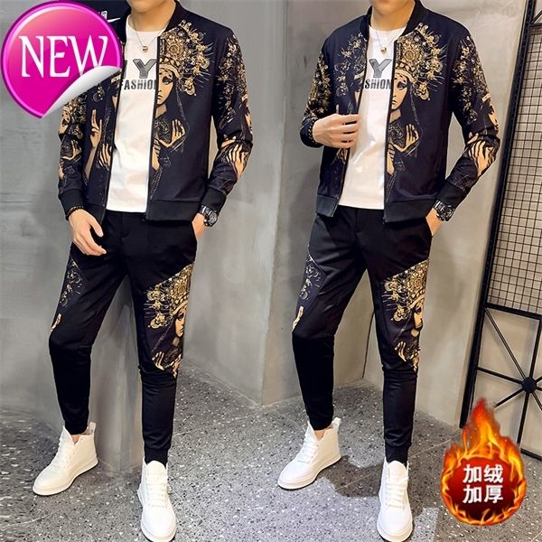 

men's two sweatshirts, velvet suit, chinese winter men's suit, thick pants, and 1004, Gray
