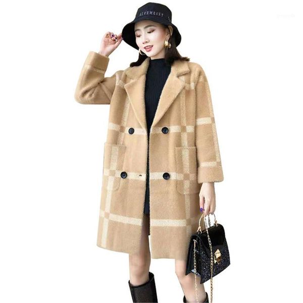 

2020 new winter women elegant winter wool blend overcoat long double-breasted woolen coat causal cardigan loose plus size m3621, Black