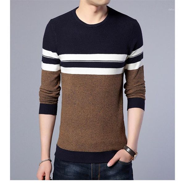 

2017 new casual sweater o-neck striped slim fit knit men's sweater and men's men1, White;black