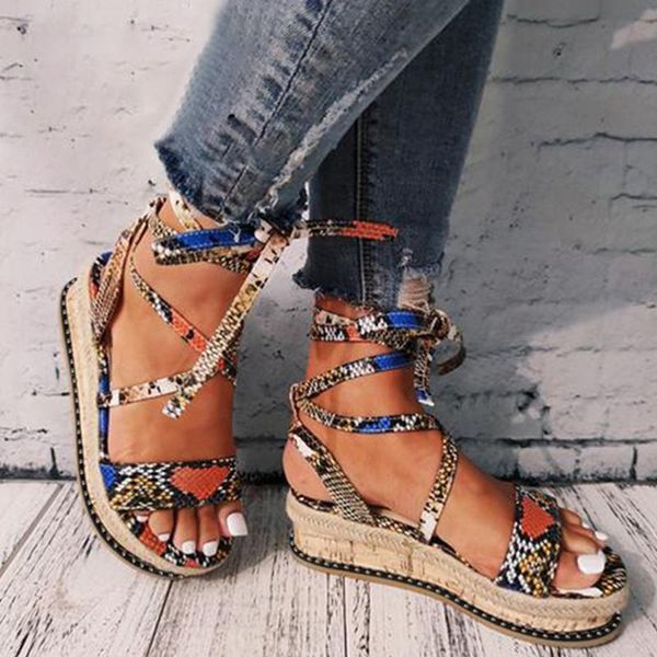 

women sandals ladies open toe serpentine ankle strap platform shoes 2020 summer women fashion casual gladiator sandals 3 q30, Black