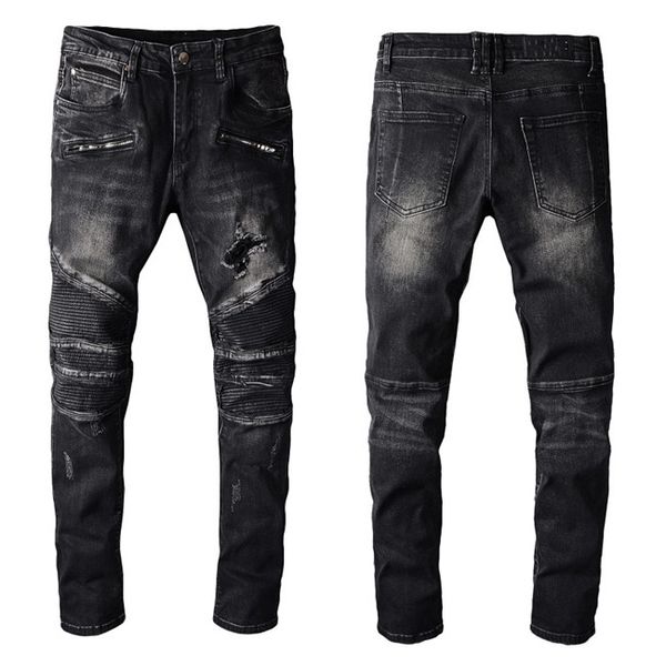 

luxurys designer mens design jeans ripped autumn style fashion mens jeans slim motorcycle biker jeans mens hip hop pants w28-w40, Blue