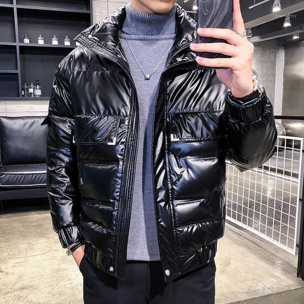 

men's down & parkas 2021 fashion winter jacket men pu leather white duck men's puffer thick warm coat plus size m-5xl1, Black