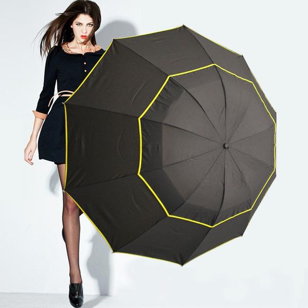 

130см double wind resistant umbrella rain woman ветрозащитный 3folding зонтики мужчины открытый семья путешествия бизнес большой paraguas yx