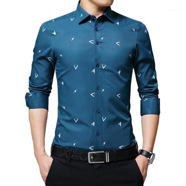 

browon 2019 new men's shirts argyle print jacquard business shirt men long sleeve regular fit non-iron korean style1, White;black