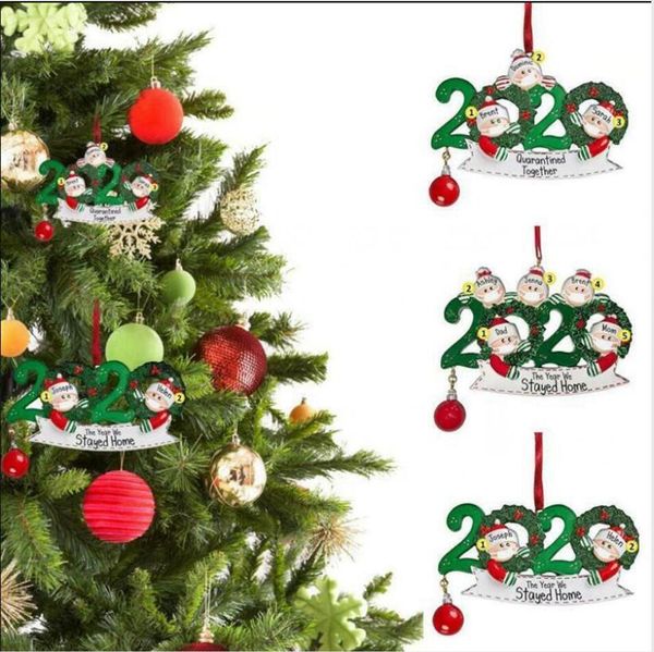 

2020 christmas tree family of 2 3 4 5 santa we stay home pendant ornament social distancin xmas party decoration seashippingljjp503
