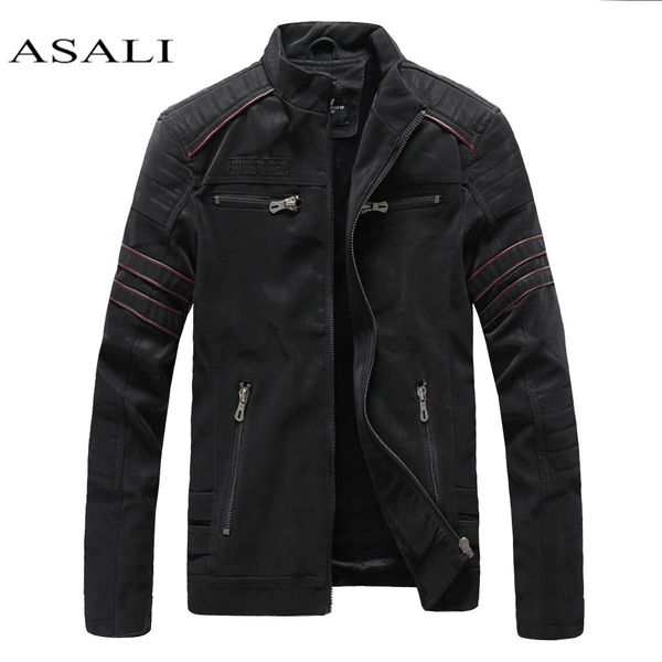 

men pu jackets fit leather jacket fleece party/wedding/business leather jacket male motorcycle faux outwear windbreaker 201026, Black