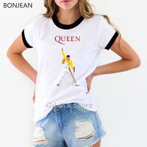 

freddie mercury the queen band t-shirt women hip hop rock hipster t shirt woman tshirt female t-shirts harajuku tees, White