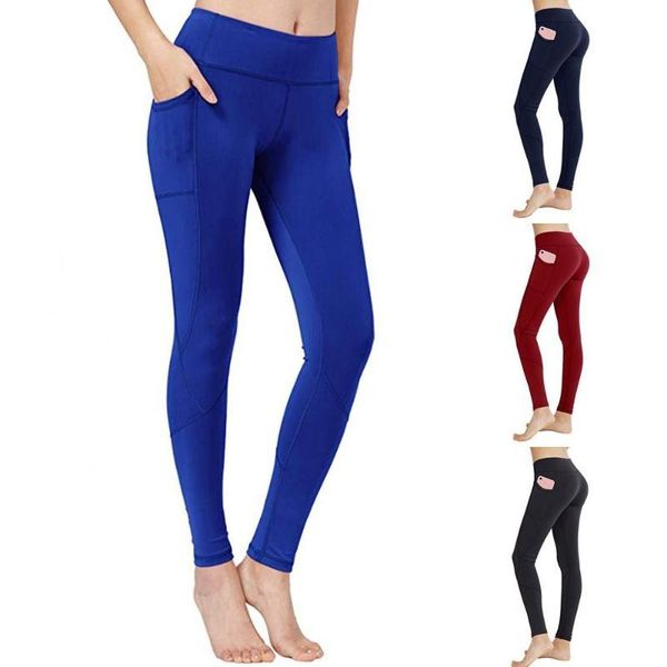 

fitness women leggings high waist pocket solid color workout clothes side lace casual mujer kg-70, White;red