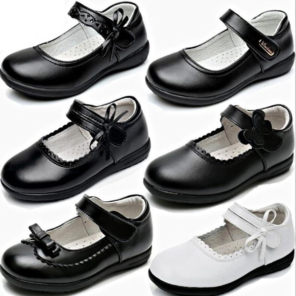 

flat shoes children' leather princess real cowhide black and white girls students performing etiquette1, Black;grey