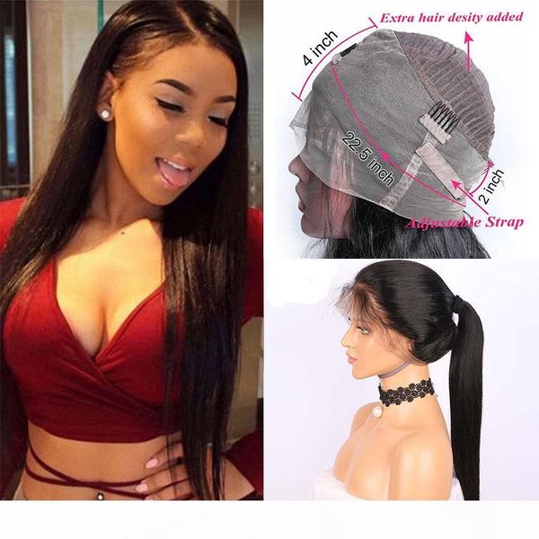 

malaysian 360 lace frontal wig pre plucked with baby hair malaysian straight lace front human hair wigs for black women, Black;brown