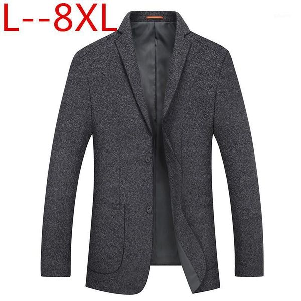 

plus size 6xl 8xl men slim autumn suit blazer formal business fashion male suit two button lapel casual long sleeve pockets, Black;brown
