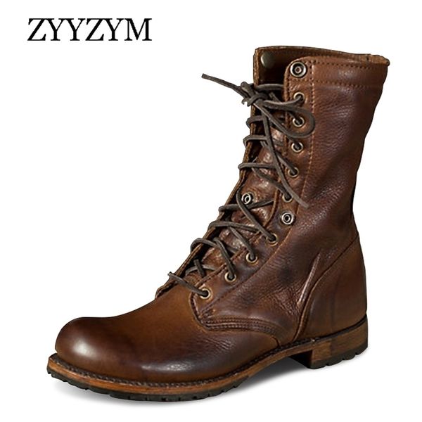 

zyyzym leather plus size knight man lace up ankle brithsh motorcycle boots for men zapatos de hombre lj201023, Black;white