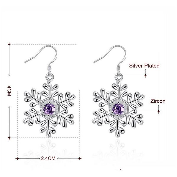 

latest trendy noble amethyst snowflake dangler earrings for women engagement plate 925 sterling silver earings sqcgmg dh_seller2010