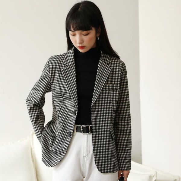 

autumn and winter women plaid blazers and jackets work office lady suit slim double breasted business female blazer coat1, White;black